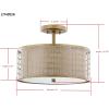 SAFAVIEH Lighting Collection Giotta Farmhouse Antique Gold 16-inch Diameter Semi Flush Mount Ceiling Light Fixture (LED Bulbs Included)(Antique Gold)