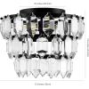 SAFAVIEH Lighting Collection Gorson Black Metal/Crystal 3-Light Kitchen Bathroom Dining Bedroom Foyer Hallway Flush Mount (LED Bulbs Included)