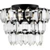 SAFAVIEH Lighting Collection Gorson Black Metal/Crystal 3-Light Kitchen Bathroom Dining Bedroom Foyer Hallway Flush Mount (LED Bulbs Included)