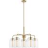 SAFAVIEH Lighting Collection Idelle Art Deco Brass 5-Light Adjustable Pendant Chandelier Hanging Light Fixture, Ideal for Dining Room, Kitchen Island, Foyer, Entryway (LED Bulbs Included)