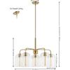 SAFAVIEH Lighting Collection Idelle Art Deco Brass 5-Light Adjustable Pendant Chandelier Hanging Light Fixture, Ideal for Dining Room, Kitchen Island, Foyer, Entryway (LED Bulbs Included)