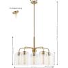 SAFAVIEH Lighting Collection Idelle Art Deco Brass 5-Light Adjustable Pendant Chandelier Hanging Light Fixture, Ideal for Dining Room, Kitchen Island, Foyer, Entryway (LED Bulbs Included)