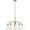 SAFAVIEH Lighting Collection Idelle Art Deco Brass 5-Light Adjustable Pendant Chandelier Hanging Light Fixture, Ideal for Dining Room, Kitchen Island, Foyer, Entryway (LED Bulbs Included)