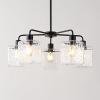 SAFAVIEH Lighting Collection Jameson Clear Glass Orb 5-Light Hanging Adjustable Chandelier Light Fixture (LED Bulbs Included)