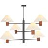 SAFAVIEH Lighting Collection Jonnah 6-Light Walnut/Black Mango Wood Hanging Pendant Chandelier Light Fixture (LED Bulbs Included)