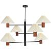 SAFAVIEH Lighting Collection Jonnah 6-Light Walnut/Black Mango Wood Hanging Pendant Chandelier Light Fixture (LED Bulbs Included)