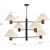 SAFAVIEH Lighting Collection Jonnah 6-Light Walnut/Black Mango Wood Hanging Pendant Chandelier Light Fixture (LED Bulbs Included)