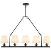 SAFAVIEH Lighting Collection Josphete Black/White Shade 5-Light Linear Adjustable Hanging Adjustable Chandelier Light Fixture