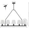SAFAVIEH Lighting Collection Josphete Black/White Shade 5-Light Linear Adjustable Hanging Adjustable Chandelier Light Fixture