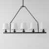 SAFAVIEH Lighting Collection Josphete Black/White Shade 5-Light Linear Adjustable Hanging Adjustable Chandelier Light Fixture