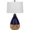 SAFAVIEH Lighting Collection Kingship Modern Contemporary Navy / Gold 24-inch Bedroom Living Room Home Office Desk Nightstand Table Lamp Set of 2 (LED Bulbs Included)(Navy/Gold – Set of 2)
