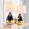 SAFAVIEH Lighting Collection Kingship Modern Contemporary Navy / Gold 24-inch Bedroom Living Room Home Office Desk Nightstand Table Lamp Set of 2 (LED Bulbs Included)(Navy/Gold – Set of 2)