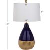 SAFAVIEH Lighting Collection Kingship Modern Contemporary Navy / Gold 24-inch Bedroom Living Room Home Office Desk Nightstand Table Lamp Set of 2 (LED Bulbs Included)(Navy/Gold – Set of 2)