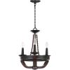 SAFAVIEH Lighting Collection Lucero Farmhouse Rustic Industrial Boho Black/ Brown 18-inch Diameter 3-light Adjustable Hanging Chandelier Light Fixture (LED Bulbs Included)