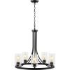 SAFAVIEH Lighting Collection Modern Emersyn Black/Glass 5-Light Round Wagon Wheel Hanging Adjustable Chandelier Light Fixture (LED Bulbs Included)