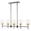 SAFAVIEH Lighting Collection Mylah Oil-Rubbed Bronze 5-Light Adjustable Pendant Chandelier Hanging Light Fixture, Ideal for Dining Room, Kitchen Island, Entryway (LED Bulbs Included)