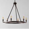 SAFAVIEH Lighting Collection Nevada Oil Rubbed Bronze 6-Light Round Wagon Wheel Hanging Adjustable Chandelier Light Fixture (LED Bulbs Included)