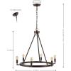 SAFAVIEH Lighting Collection Nevada Oil Rubbed Bronze 6-Light Round Wagon Wheel Hanging Adjustable Chandelier Light Fixture (LED Bulbs Included)