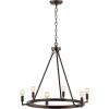 SAFAVIEH Lighting Collection Nevada Oil Rubbed Bronze 6-Light Round Wagon Wheel Hanging Adjustable Chandelier Light Fixture (LED Bulbs Included)