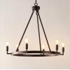 SAFAVIEH Lighting Collection Nevada Oil Rubbed Bronze 6-Light Round Wagon Wheel Hanging Adjustable Chandelier Light Fixture (LED Bulbs Included)