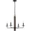 SAFAVIEH Lighting Collection Oakly Farmhouse Black/Walnut 4-Light Adjustable Chandelier Light Fixture, Ideal for Dining Room, Kitchen Island, Foyer, Entryway (LED Bulbs Included)