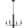 SAFAVIEH Lighting Collection Oakly Farmhouse Black/Walnut 4-Light Adjustable Chandelier Light Fixture, Ideal for Dining Room, Kitchen Island, Foyer, Entryway (LED Bulbs Included)