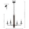 SAFAVIEH Lighting Collection Oakly Farmhouse Black/Walnut 4-Light Adjustable Chandelier Light Fixture, Ideal for Dining Room, Kitchen Island, Foyer, Entryway (LED Bulbs Included)