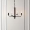 SAFAVIEH Lighting Collection Oakly Farmhouse Black/Walnut 4-Light Adjustable Chandelier Light Fixture, Ideal for Dining Room, Kitchen Island, Foyer, Entryway (LED Bulbs Included)