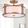 SAFAVIEH Lighting Collection Orb Chrome 17-inch Diameter Semi Flush Mount Ceiling Light Fixture (LED Bulbs Included)(Gold)