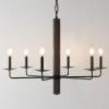 SAFAVIEH Lighting Collection Penbrook Black/Walnut 6-Light Candelabra Hanging Adjustable Chandelier Light Fixture (LED Bulbs Included)