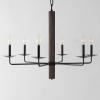 SAFAVIEH Lighting Collection Penbrook Black/Walnut 6-Light Candelabra Hanging Adjustable Chandelier Light Fixture (LED Bulbs Included)