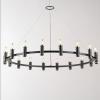 SAFAVIEH Lighting Collection Poitier Modern Farmhouse Black/Brass 18-Light Wagon Wheel Chandelier Round Light Fixture, Ideal for Dining Room, Kitchen Island, Foyer, Entryway (LED Bulbs Included)