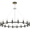 SAFAVIEH Lighting Collection Poitier Modern Farmhouse Black/Brass 18-Light Wagon Wheel Chandelier Round Light Fixture, Ideal for Dining Room, Kitchen Island, Foyer, Entryway (LED Bulbs Included)