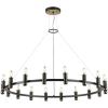 SAFAVIEH Lighting Collection Poitier Modern Farmhouse Black/Brass 18-Light Wagon Wheel Chandelier Round Light Fixture, Ideal for Dining Room, Kitchen Island, Foyer, Entryway (LED Bulbs Included)