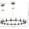 SAFAVIEH Lighting Collection Poitier Modern Farmhouse Black/Brass 18-Light Wagon Wheel Chandelier Round Light Fixture, Ideal for Dining Room, Kitchen Island, Foyer, Entryway (LED Bulbs Included)