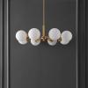 SAFAVIEH Lighting Collection Prosie Gold/White 8-Light Hanging Adjustable Chandelier Light Fixture (LED Bulbs Included)