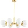 SAFAVIEH Lighting Collection Prosie Gold/White 8-Light Hanging Adjustable Chandelier Light Fixture (LED Bulbs Included)