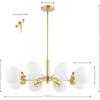 SAFAVIEH Lighting Collection Prosie Gold/White 8-Light Hanging Adjustable Chandelier Light Fixture (LED Bulbs Included)