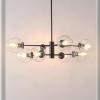 SAFAVIEH Lighting Collection Pythea Black/Clear 8-Light Hanging Adjustable Chandelier Light Fixture (LED Bulbs Included)