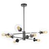 SAFAVIEH Lighting Collection Pythea Black/Clear 8-Light Hanging Adjustable Chandelier Light Fixture (LED Bulbs Included)