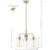 SAFAVIEH Lighting Collection Romeyn Art Deco Brass 3-Light Adjustable Pendant Chandelier Hanging Light Fixture, Ideal for Dining Room, Kitchen Island, Foyer, Entryway (LED Bulbs Included)