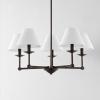SAFAVIEH Lighting Collection Rowley Modern Farmhouse 5-Light Adjustable Chandelier Light Fixture with Fabric Shades, Ideal for Dining Room, Kitchen Island, Foyer, Entryway (LED Bulbs Included)