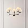 SAFAVIEH Lighting Collection Rowley Modern Farmhouse 5-Light Adjustable Chandelier Light Fixture with Fabric Shades, Ideal for Dining Room, Kitchen Island, Foyer, Entryway (LED Bulbs Included)