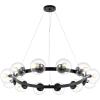 SAFAVIEH Lighting Collection Rylian Black 12-Light Round Hanging Adjustable Chandelier Light Fixture (LED Bulbs Included)(Black)