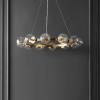 SAFAVIEH Lighting Collection Rylian Black 12-Light Round Hanging Adjustable Chandelier Light Fixture (LED Bulbs Included)(Brass)