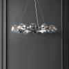 SAFAVIEH Lighting Collection Rylian Black 12-Light Round Hanging Adjustable Chandelier Light Fixture (LED Bulbs Included)(Nickle)