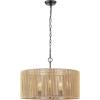 SAFAVIEH Lighting Collection Rylumi Natural/Black 5-Light Adjustable Pendant Chandelier Hanging Light Fixture, Ideal for Dining Room, Kitchen Island, Entryway (LED Bulbs Included)