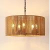 SAFAVIEH Lighting Collection Rylumi Natural/Black 5-Light Adjustable Pendant Chandelier Hanging Light Fixture, Ideal for Dining Room, Kitchen Island, Entryway (LED Bulbs Included)