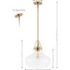 SAFAVIEH Lighting Collection Salud Brass Gold/Clear Adjustable Pendant Hanging Light Fixture, Ideal for Dining Room, Kitchen Island, Entryway (LED Bulb Included)