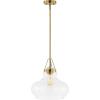 SAFAVIEH Lighting Collection Salud Brass Gold/Clear Adjustable Pendant Hanging Light Fixture, Ideal for Dining Room, Kitchen Island, Entryway (LED Bulb Included)